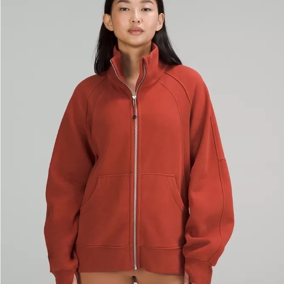 ✨SOLD✨RARE Lululemon Scuba Oversized Full Zip Funnel Neck Cayenne - Picture 4 of 11